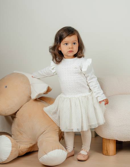Robe bébé fille avec tricot Ecru 4 - vertbaudet enfant 