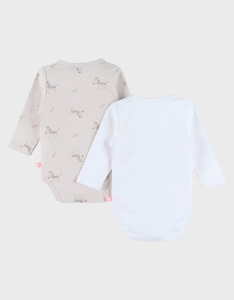 Lot de 2 bodies croisés en coton Beige 2 - vertbaudet enfant 