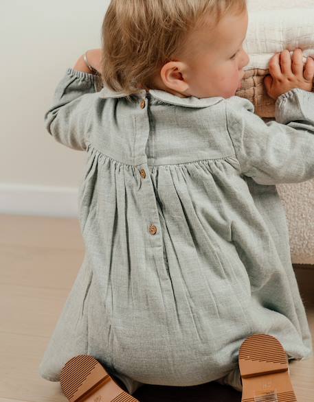 Ensemble robe et legging en coton avec broderie florale Blanc 2 - vertbaudet enfant 