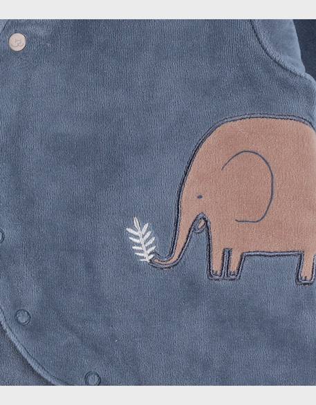Pyjama bébé en velours avec broderie éléphant Bleu 5 - vertbaudet enfant 