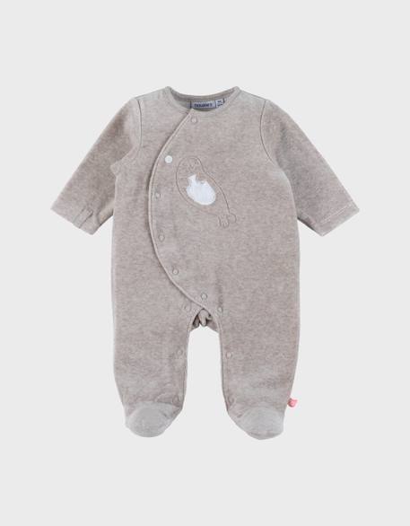 Pyjama bébé en velours avec broderie phoque Beige 1 - vertbaudet enfant 