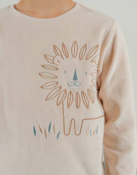 Pyjama en velours côtelé lion Beige 3 - vertbaudet enfant 