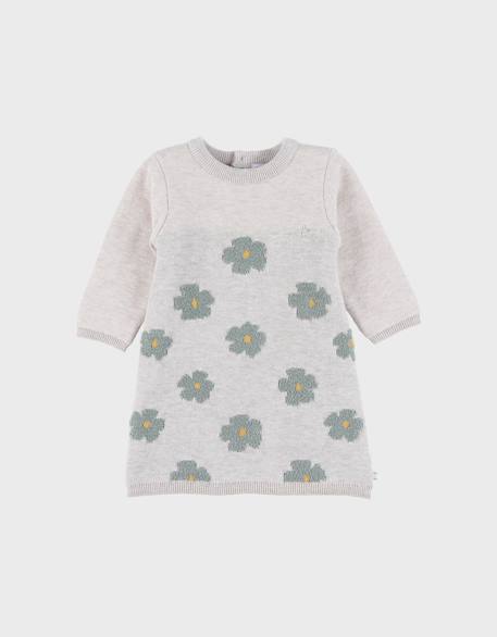 Robe en tricot  avec motif floral Beige 1 - vertbaudet enfant 