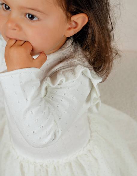 Robe bébé fille avec tricot Ecru 2 - vertbaudet enfant 