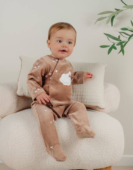 Pyjama bébé en velours avec broderie mouton Marron 2 - vertbaudet enfant 