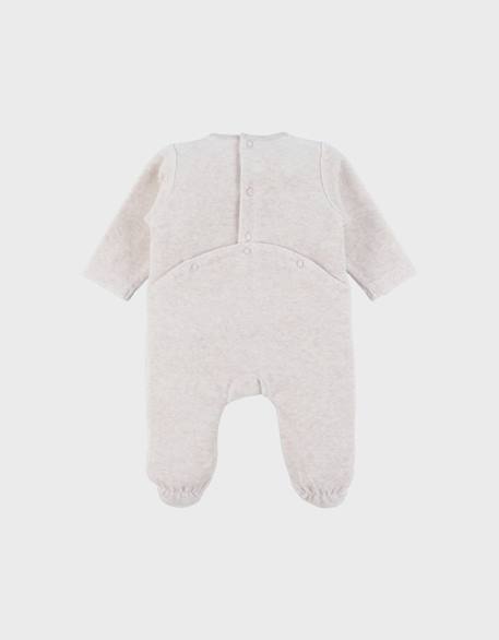 Pyjama bébé en velours brodé chat Beige 4 - vertbaudet enfant 