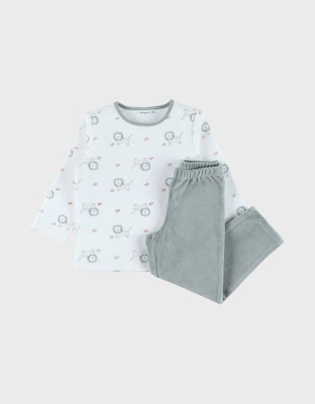 Pyjama en velours côtelé lion Blanc 1 - vertbaudet enfant 