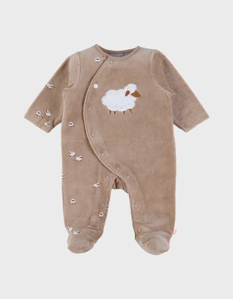Pyjama bébé en velours avec broderie mouton Marron 1 - vertbaudet enfant 