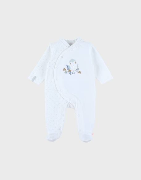 Pyjama bébé en velours avec broderie oiseau Blanc 1 - vertbaudet enfant 