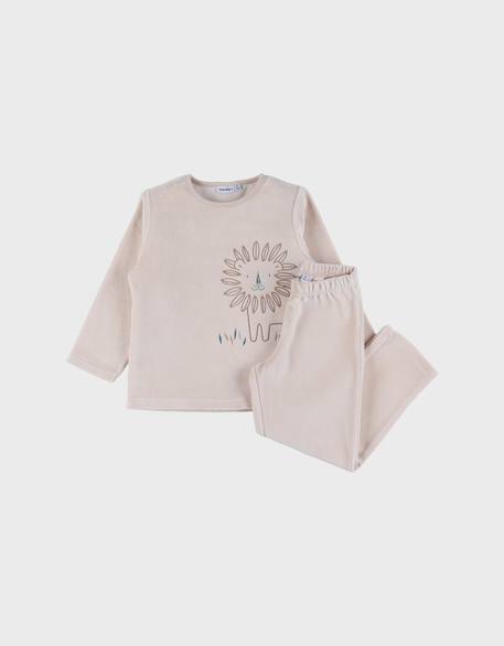 Pyjama en velours côtelé lion Beige 1 - vertbaudet enfant 