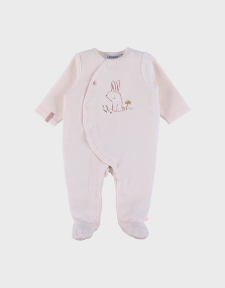 Pyjama bébé en velours avec broderie lapin Rose 1 - vertbaudet enfant 
