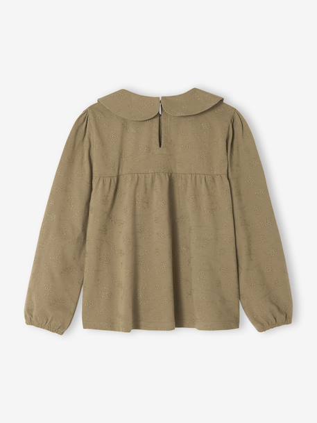 T-shirt blouse en broderie anglaise fille manches longues écru+marine+olive 8 - vertbaudet enfant 