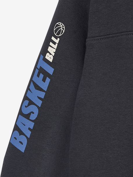 Sweat col camionneur sport garçon motif basket sur manche anthracite+noisette 3 - vertbaudet enfant 