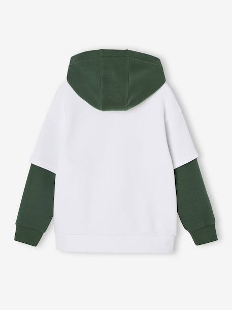 Sweat garçon sport doubles manches motif ballon en relief blanc chiné+vert sapin 7 - vertbaudet enfant 
