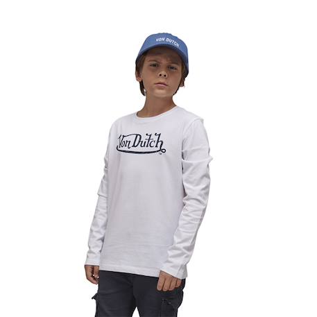 T-shirt manches longues à col rond  von dutch kros Bleu/blanc 1 - vertbaudet enfant 