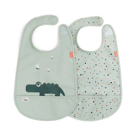 Bavoir avec velcro 2 pièces - croco Vert 1 - vertbaudet enfant 