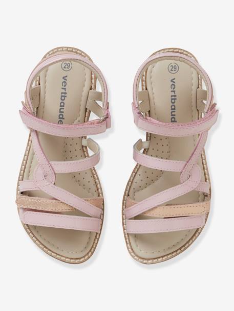 Sandales scratchées en cuir fille collection maternelle rose métallisé 5 - vertbaudet enfant 