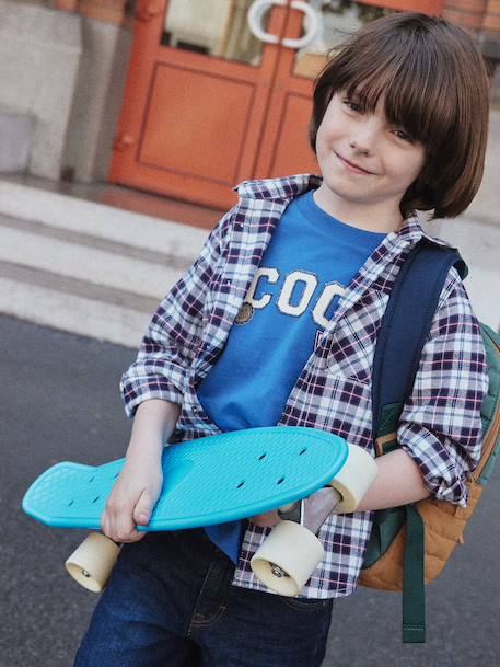 Chemise flanelle à carreaux garçon carreaux bleu 1 - vertbaudet enfant 