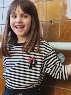 T-shirt fille rayé patch et noeud fantaisie manches longues  - vertbaudet enfant