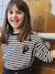 T-shirt fille rayé patch et noeud fantaisie manches longues rayé marine 1 - vertbaudet enfant 