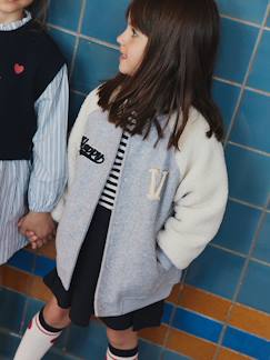 Veste fille bombers bi-matière drap de laine manches sherpa  - vertbaudet enfant