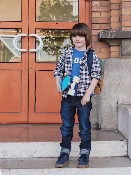 Chemise flanelle à carreaux garçon carreaux bleu 6 - vertbaudet enfant 