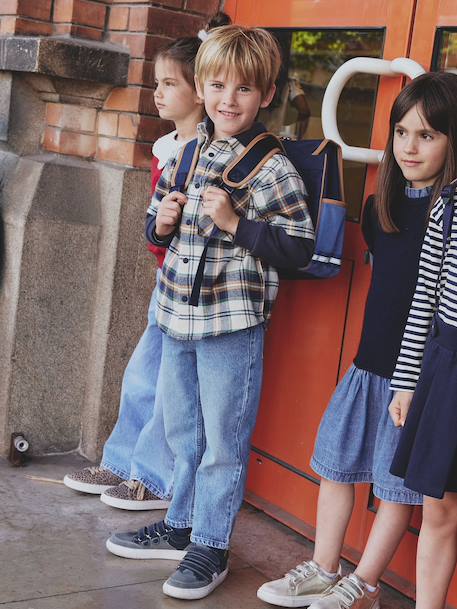 Chemise double matière effet 2 en 1 garçon carreaux blanc 5 - vertbaudet enfant 