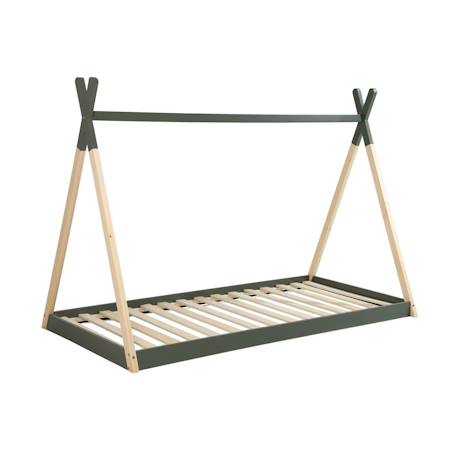 Lit tipi enfant  bois de pin sommier à lattes inclus tobias Blanc+Vert 8 - vertbaudet enfant 