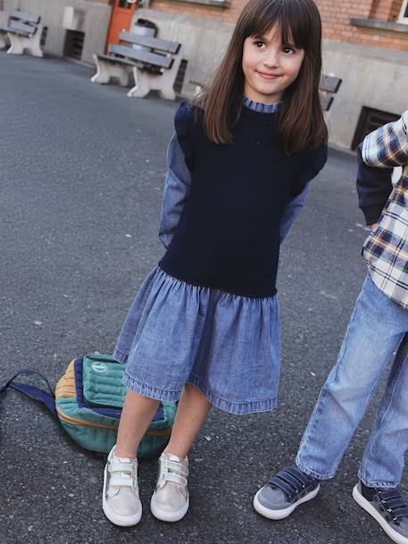 Robe 2 en1 fille marine 2 - vertbaudet enfant 