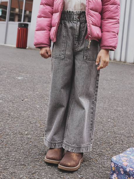 Jean fille large charpentier bleu clair+bleu moyen+denim gris 10 - vertbaudet enfant 