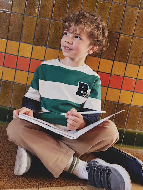 Tee-shirt rayé effet double manches rayé rouge+rayé vert 4 - vertbaudet enfant 