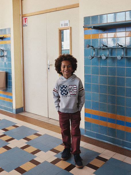 Sweat à capuche print devant garçon gris chiné 6 - vertbaudet enfant 