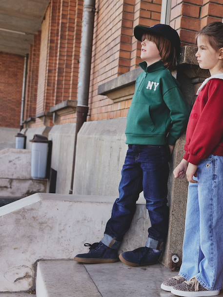 Jean garçon droit à revers denim brut+stone 3 - vertbaudet enfant 