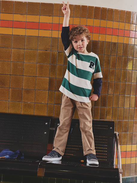 Tee-shirt rayé effet double manches rayé rouge+rayé vert 9 - vertbaudet enfant 