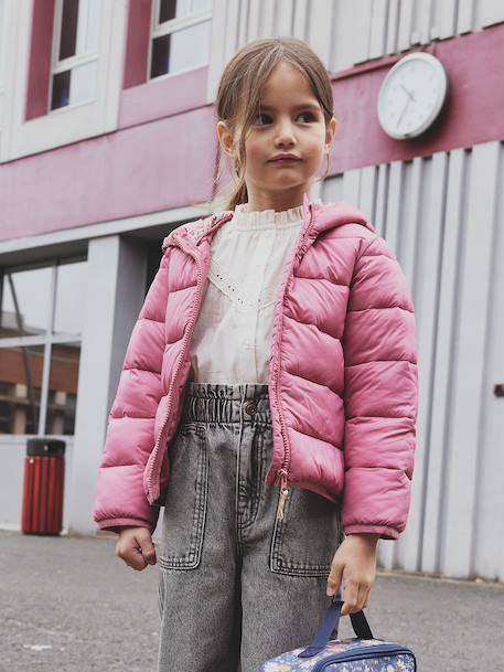 Doudoune fille légère à capuche marine+rose+vert de gris+vieux rose 18 - vertbaudet enfant 