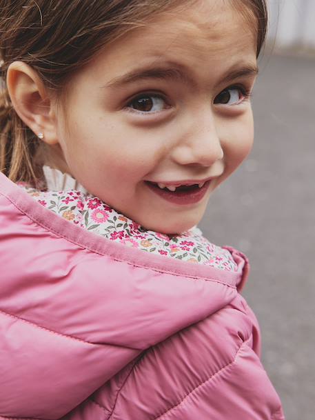 Doudoune fille légère à capuche marine+rose+vert de gris+vieux rose 28 - vertbaudet enfant 