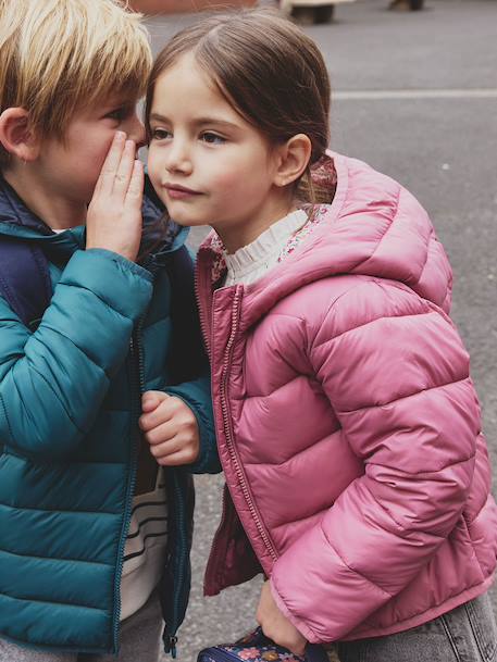 Doudoune fille légère à capuche marine+rose+vert de gris+vieux rose 19 - vertbaudet enfant 