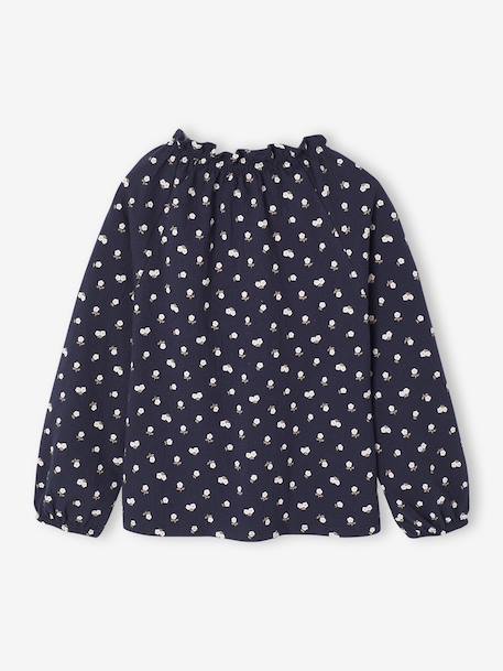 T-shirt fantaisie col élastiqué volanté fille écru+marine 7 - vertbaudet enfant 