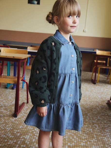 Gilet fille motif maille mousseuse chocolat+écru+marron+vert 16 - vertbaudet enfant 