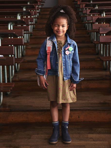 Veste jean fille personnalisable bleu clair+bleu moyen 13 - vertbaudet enfant 