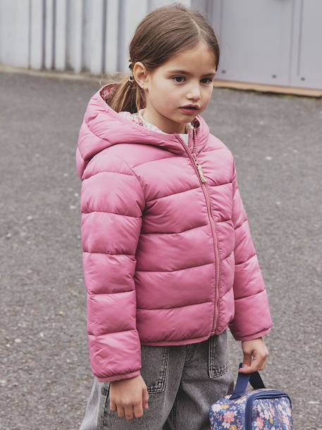 Doudoune fille légère à capuche marine+rose+vert de gris+vieux rose 20 - vertbaudet enfant 
