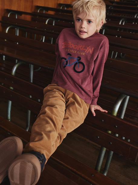 Pantalon velours taille élastiquée ajustable garçon noix de pécan 8 - vertbaudet enfant 