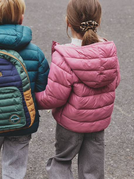 Doudoune fille légère à capuche marine+rose+vert de gris+vieux rose 27 - vertbaudet enfant 