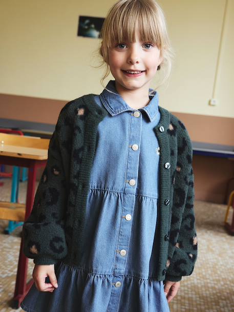 Gilet fille motif maille mousseuse chocolat+écru+marron+vert 10 - vertbaudet enfant 