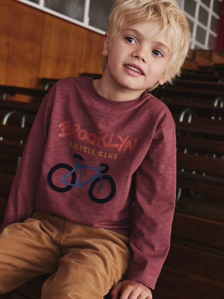 T-shirt manches longues floqué garçon bois de rose 1 - vertbaudet enfant 