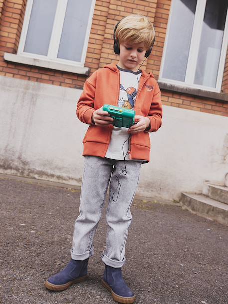Sweat zippé à capuche imprimé garçon rouille 8 - vertbaudet enfant 