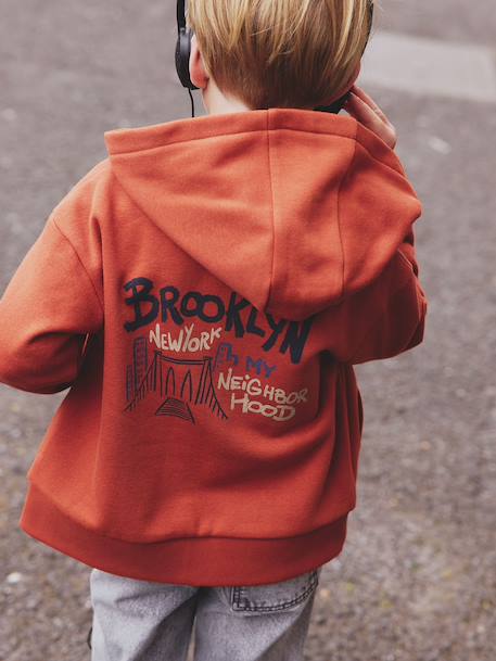 Sweat zippé à capuche imprimé garçon rouille 9 - vertbaudet enfant 