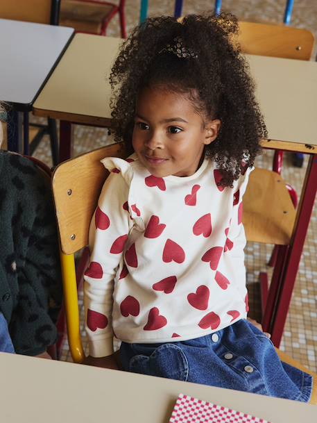 Sweat à volants fille détails fantaisie encre+vanille+vert de gris 4 - vertbaudet enfant 