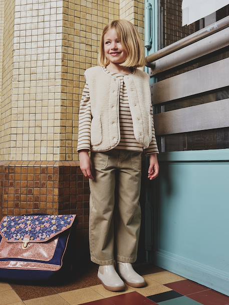 Gilet fille sans manches en sherpa vanille+vert 8 - vertbaudet enfant 