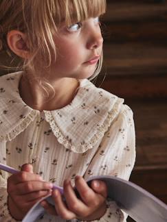 -Chemise fille gaze de coton col brodé